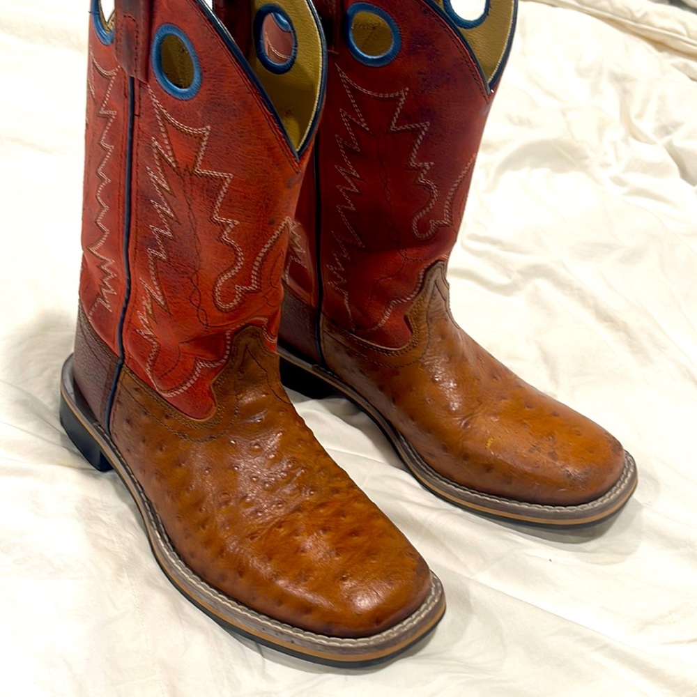 Boys ostrich boots leather